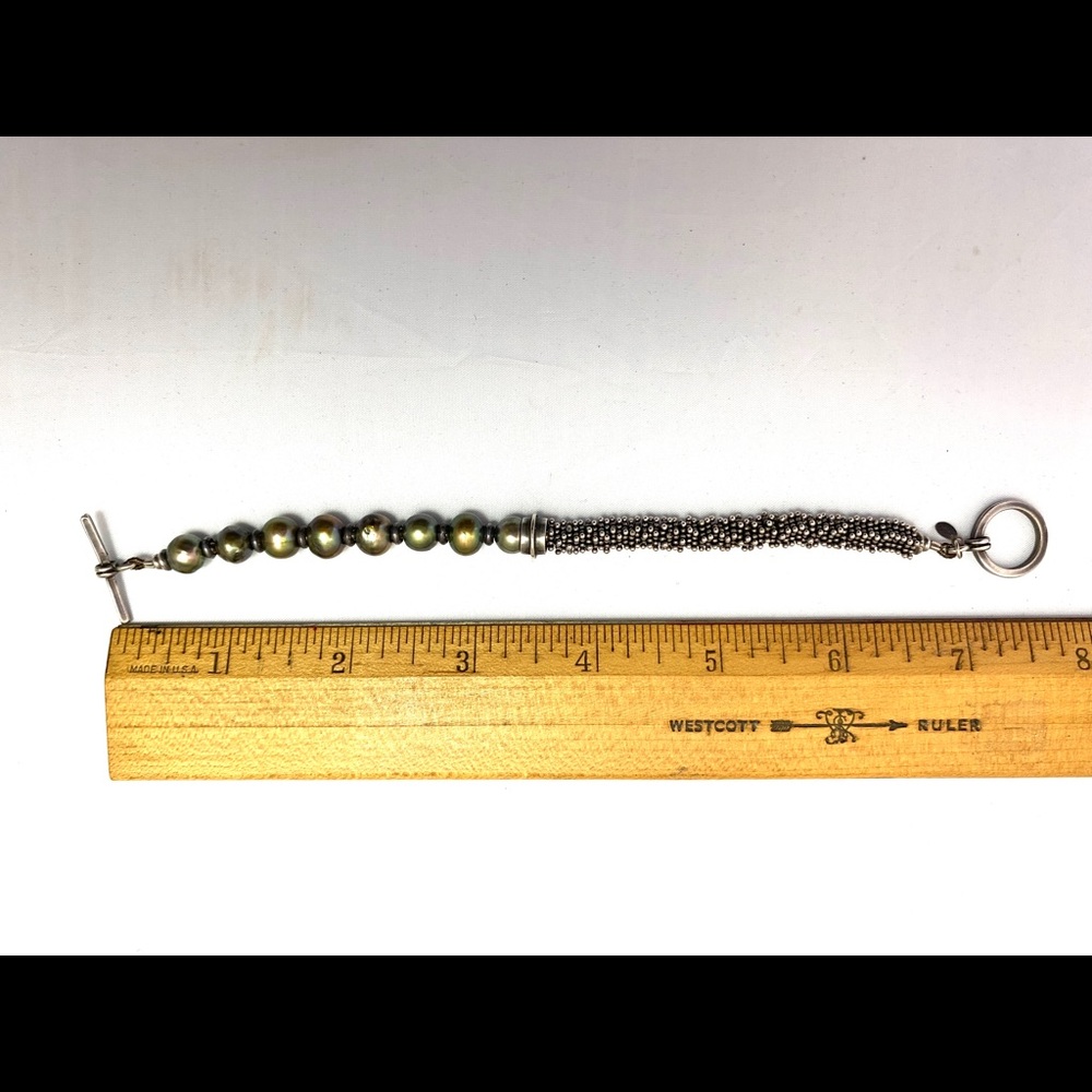 Custom sterling silver bracelet with black pearls - Picture 3 of 3